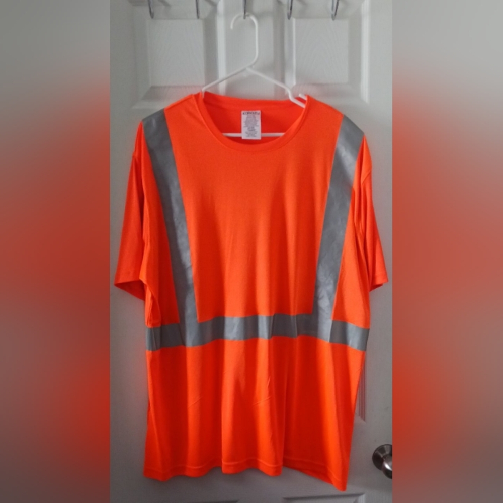 Orange Safety T-Shirt with Reflective Stripes